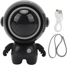 Portable Neck Fan, Powerful Handheld Fan, 3 Speeds USB Rechargeable, Astronaut Design (Black)