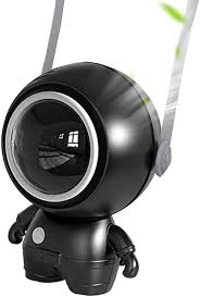 Portable Neck Fan, Powerful Handheld Fan, 3 Speeds USB Rechargeable, Astronaut Design (Black)